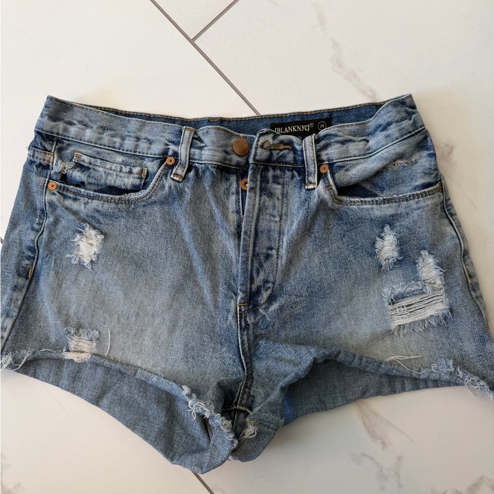 Blank NYC Women's Ripped Jean Shorts - Light Blue